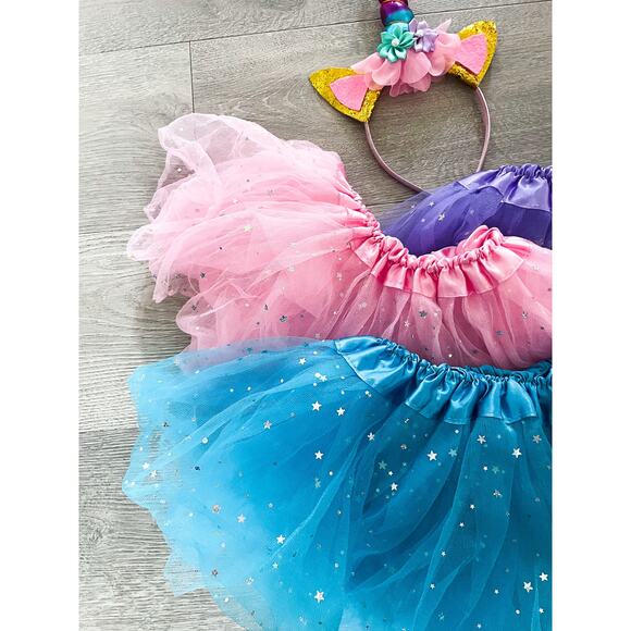 Unicorn Birthday Outfit Toddler Girl Costume Tutu Skirt Headband Party Halloween - Picture 3 of 7